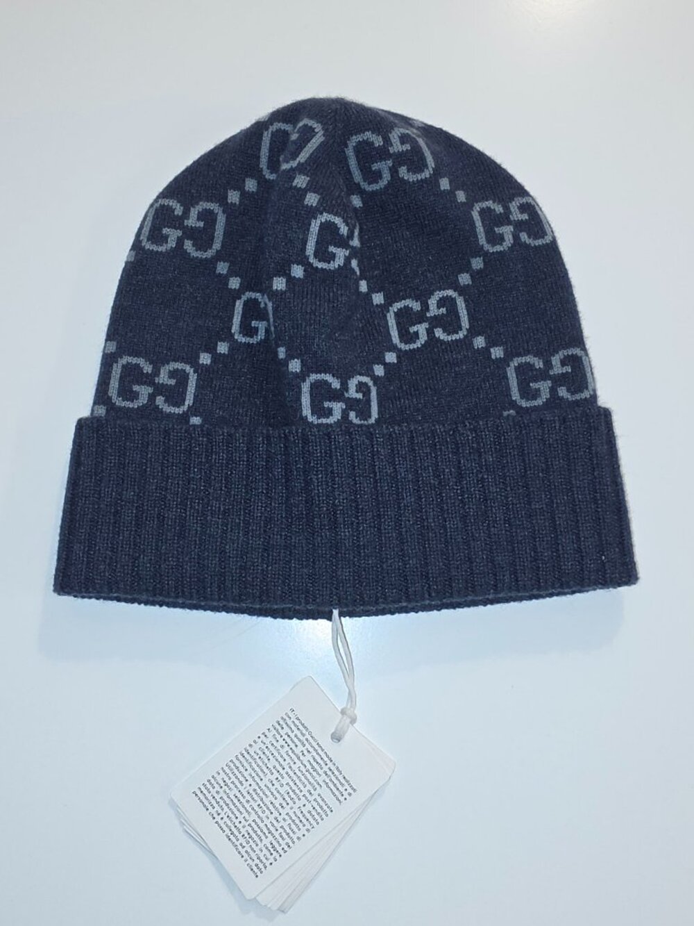 GUCCI GG Cashmere Hat - Variation Navy and Light Blue - Unisex